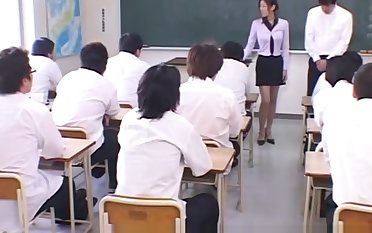 Japanese Teacher degraded and Cum covered by her Students