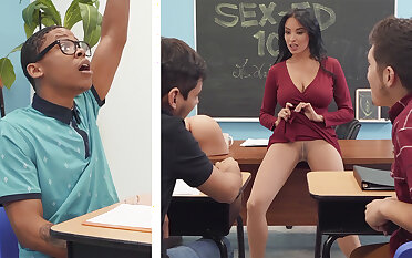 Sumptuous professor shag college girl with BIG Jet-black COCK in the class
